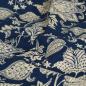 Preview: Voile leichte Baumwolle Blüten Ranken dunkelblau beige